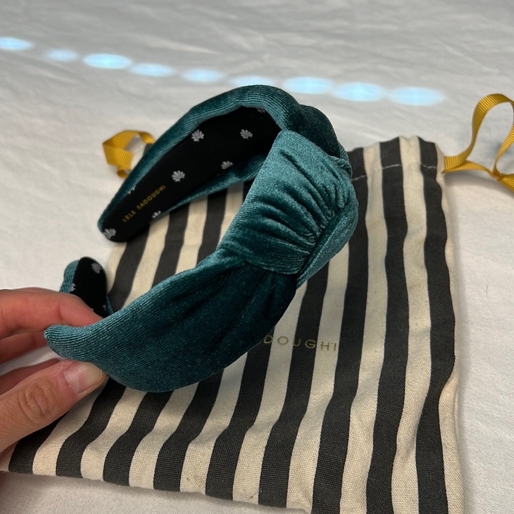 Lele Sadoughi Teal Velvet Headband